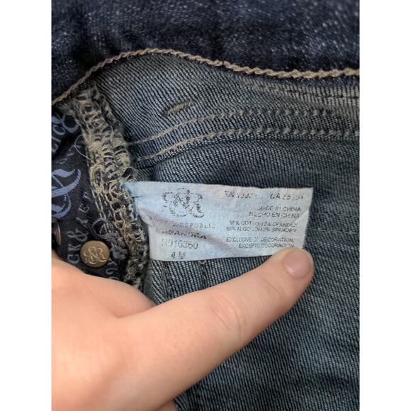 Womens Rock & Republic Kasandra Jeans Size 4M Blue Denim Decorated Pockets Bling - Picture 8 of 10